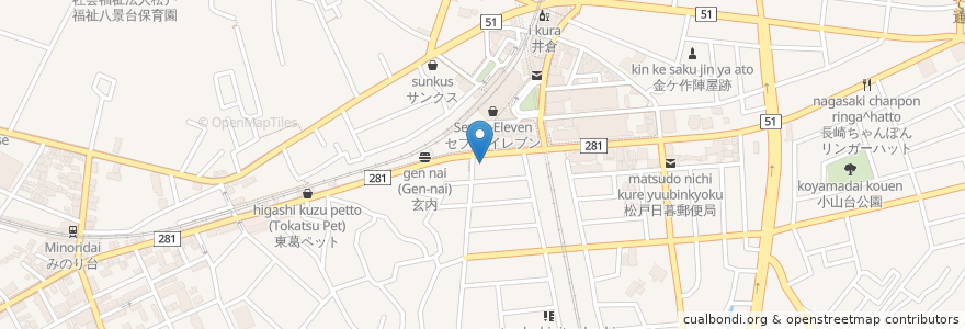 Mapa de ubicacion de 炭火焼肉 元気 en Япония, Тиба, 松戸市.