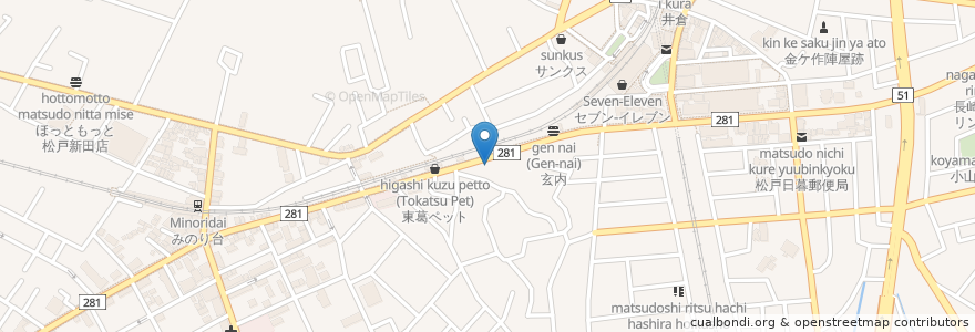 Mapa de ubicacion de 割烹食堂 うえ村 en Japan, Präfektur Chiba, 松戸市.