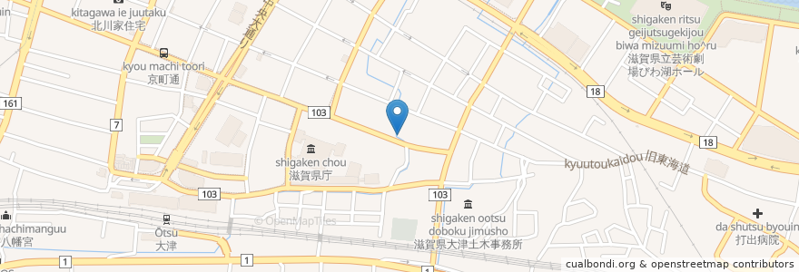 Mapa de ubicacion de 滋賀県庁前郵便局 en 日本, 滋賀県, 大津市.