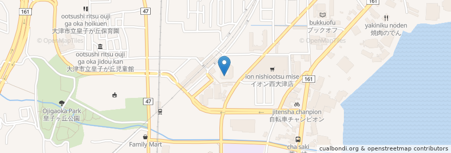 Mapa de ubicacion de 西大津耳鼻咽喉科 en ژاپن, 滋賀県, 大津市.