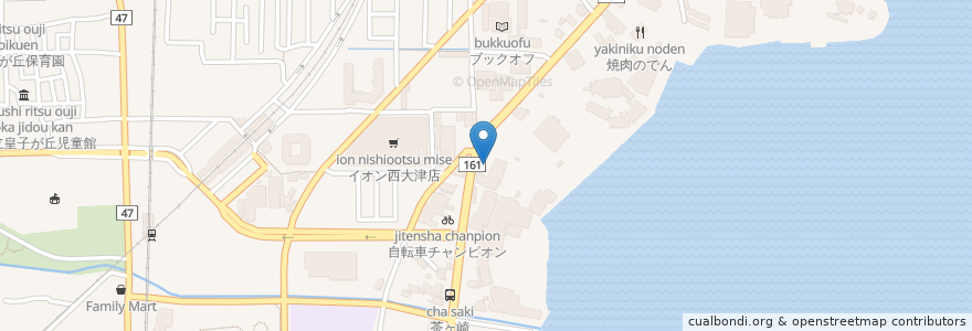 Mapa de ubicacion de スシロー 西大津店 en Japón, Prefectura De Shiga, 大津市.