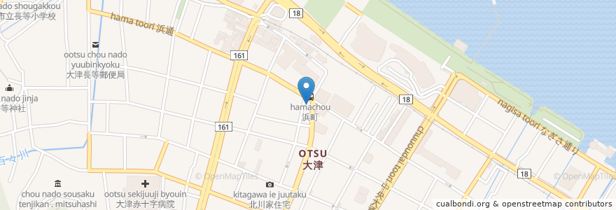 Mapa de ubicacion de 京都信用金庫 en Jepun, 滋賀県, 大津市.