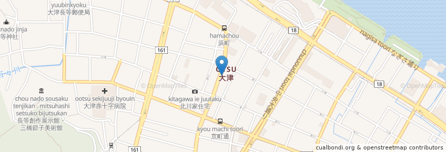 Mapa de ubicacion de 肉料理 くすたろう en ژاپن, 滋賀県, 大津市.
