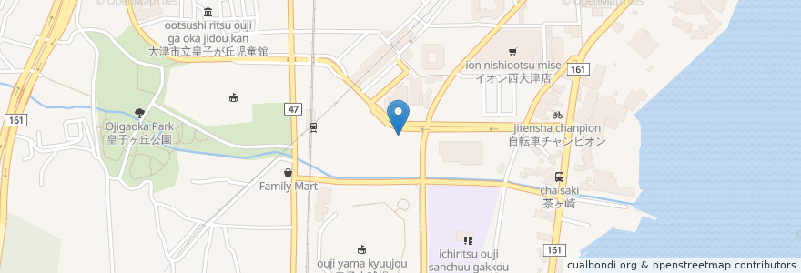Mapa de ubicacion de 西山医院 en ژاپن, 滋賀県, 大津市.