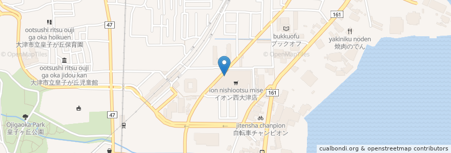 Mapa de ubicacion de ケンタッキーフライドチキン en Japan, 滋賀県, 大津市.