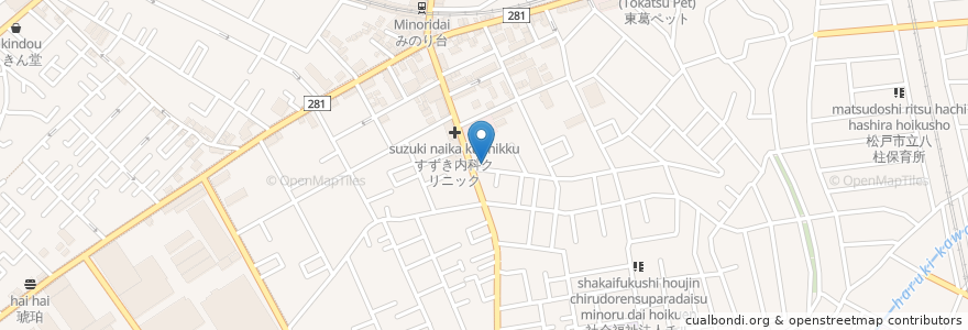 Mapa de ubicacion de 稔台歯科 en Japão, 千葉県, 松戸市.