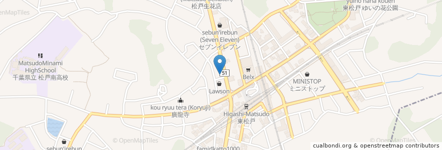 Mapa de ubicacion de 東松戸歯科クリニック en Japão, 千葉県, 松戸市.