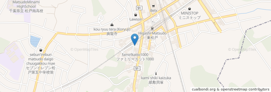 Mapa de ubicacion de 東松戸小児科 en Japão, 千葉県, 松戸市.
