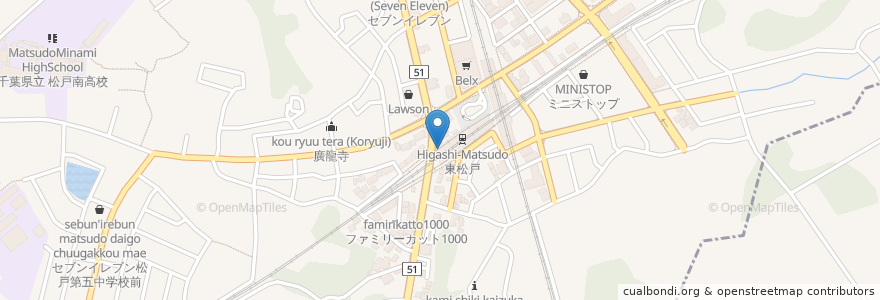 Mapa de ubicacion de 東松戸駅前駐輪場 en Japan, Chiba Prefecture, Matsudo.