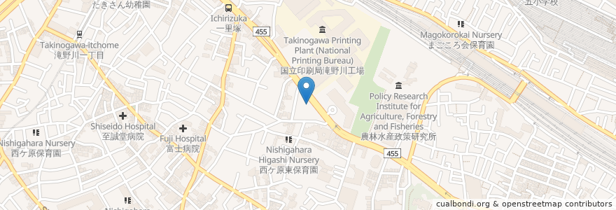 Mapa de ubicacion de 瀧野川信用金庫 en Japonya, 東京都, 北区.
