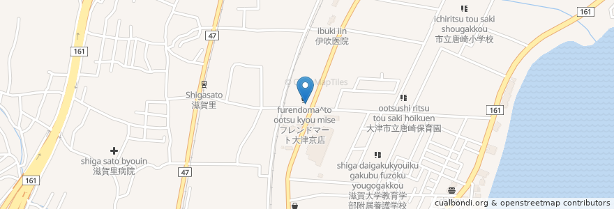 Mapa de ubicacion de 京都信用金庫 西大津支店 en 日本, 滋賀県, 大津市.