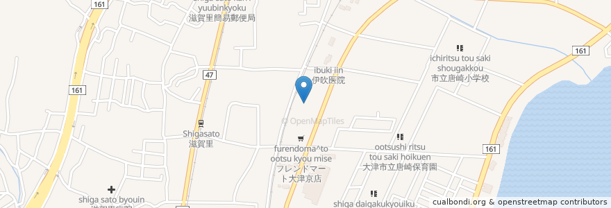 Mapa de ubicacion de ジップドラッグ 唐崎店 en Japon, Préfecture De Shiga, 大津市.