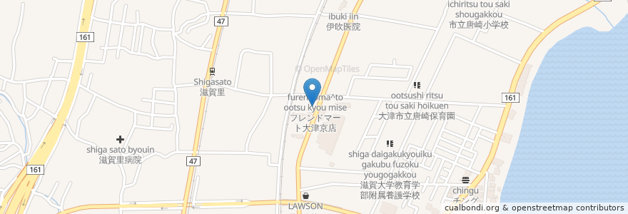 Mapa de ubicacion de あそこ en Japón, Prefectura De Shiga, 大津市.