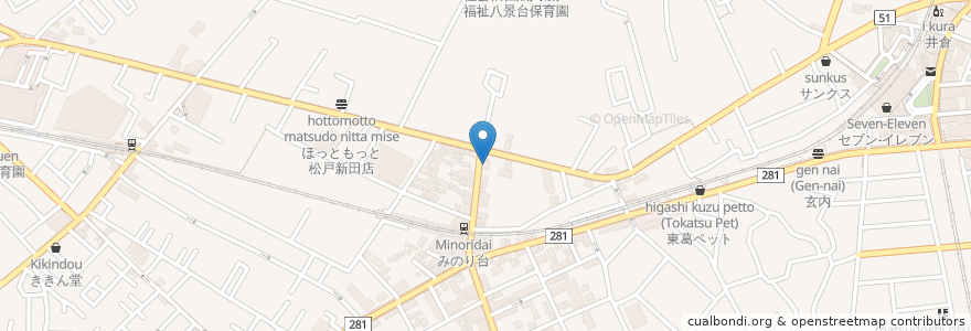 Mapa de ubicacion de コンカノック en Japonya, 千葉県, 松戸市.