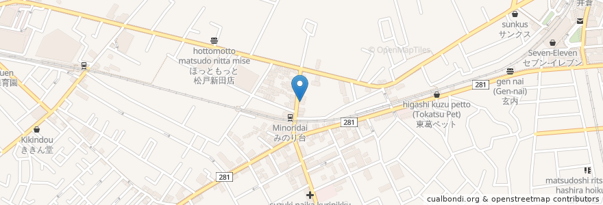 Mapa de ubicacion de みのり台駅前歯科 en Japonya, 千葉県, 松戸市.