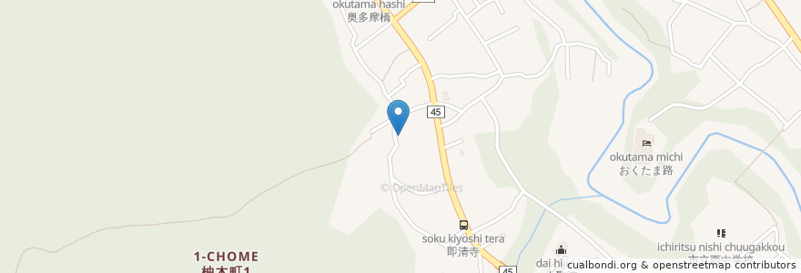 Mapa de ubicacion de 柚木町一丁目自治会館 en Япония, Токио, Омэ.