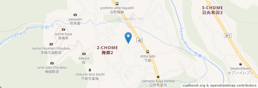 Mapa de ubicacion de 梅郷一二丁目自治会館 en 日本, 东京都/東京都, 青梅市.