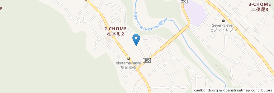 Mapa de ubicacion de 柚木町二丁目自治会館 en Japan, 東京都, 青梅市.