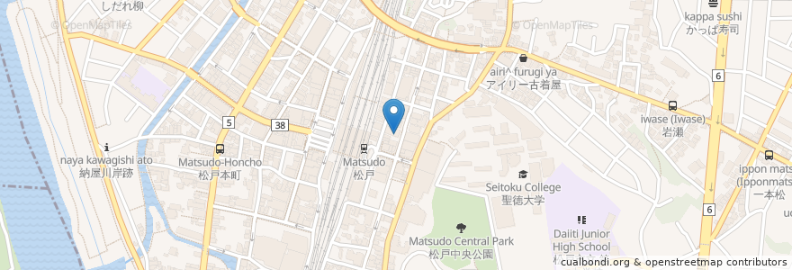 Mapa de ubicacion de Sapix en 일본, 지바현, 松戸市.