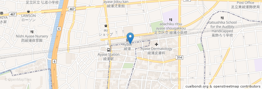 Mapa de ubicacion de 綾瀬デンタルクリニック en Japonya, 東京都, 足立区.