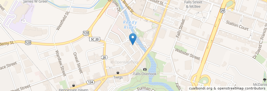 Mapa de ubicacion de Emily Clarke Studio en Estados Unidos Da América, Carolina Do Sul, Greenville County, Greenville.