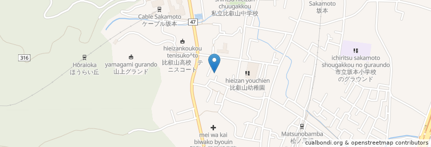 Mapa de ubicacion de 千手院 en Japón, Prefectura De Shiga, 大津市.