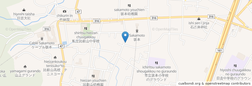 Mapa de ubicacion de 福成神宮 en ژاپن, 滋賀県, 大津市.
