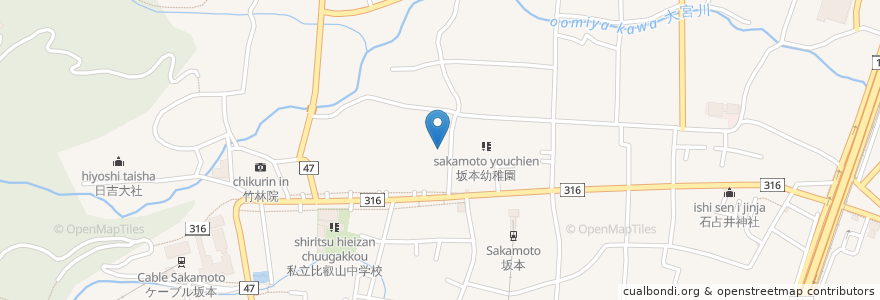 Mapa de ubicacion de 天台宗滋賀教区宗務所 en Japón, Prefectura De Shiga, 大津市.