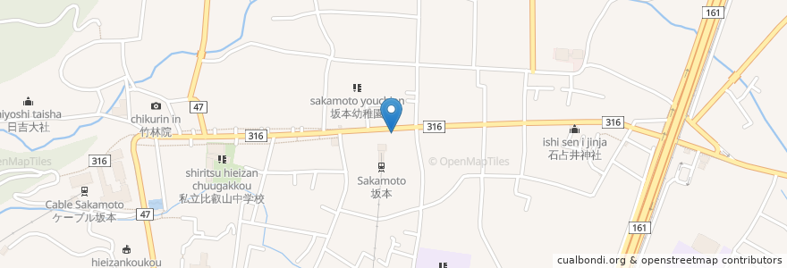 Mapa de ubicacion de うえだ en ژاپن, 滋賀県, 大津市.