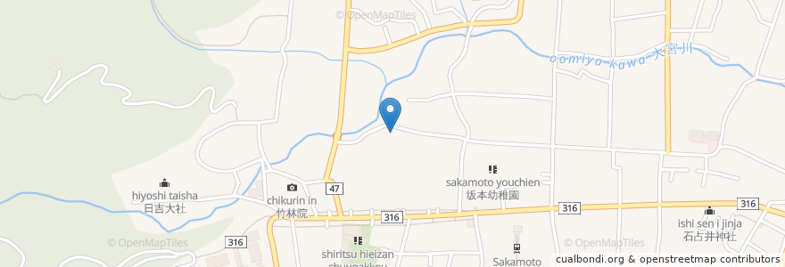 Mapa de ubicacion de 観明院 en Japón, Prefectura De Shiga, 大津市.