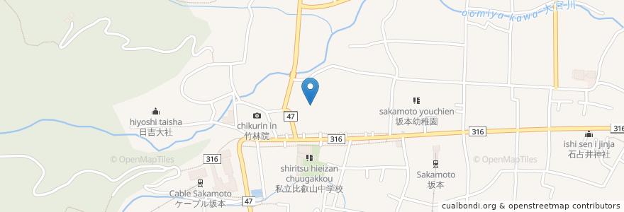 Mapa de ubicacion de 律院本堂 en Giappone, Prefettura Di Shiga, 大津市.
