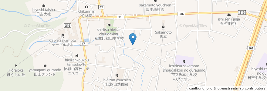Mapa de ubicacion de 玉蓮院 en 日本, 滋賀県, 大津市.