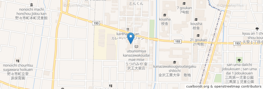 Mapa de ubicacion de 鳥珍や en ژاپن, 石川県, 野々市市.