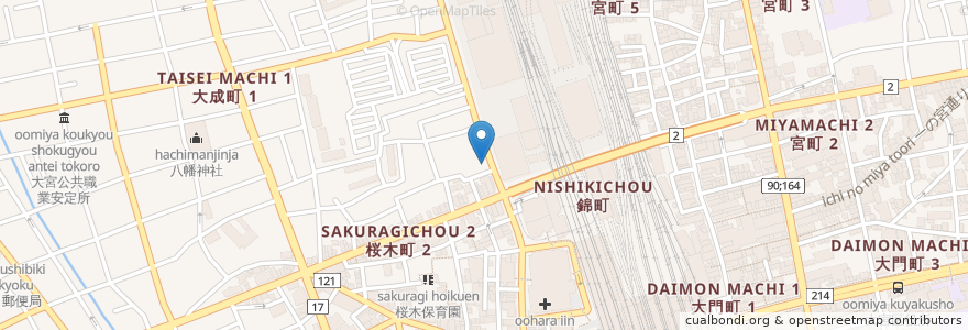 Mapa de ubicacion de やきとり　みな家 en 日本, 埼玉県, さいたま市, 大宮区.