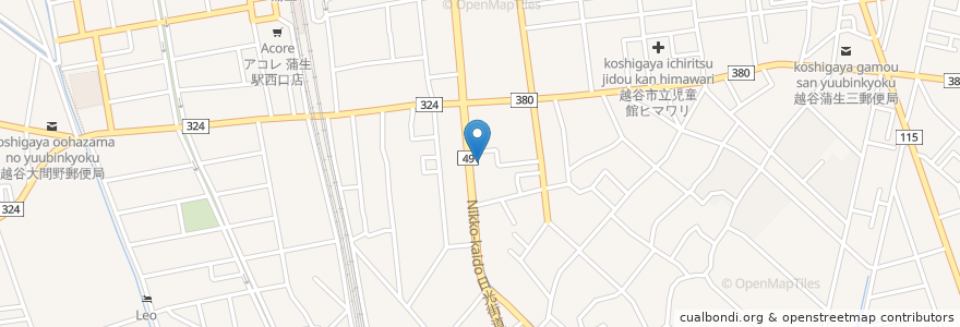 Mapa de ubicacion de 炭火焼肉味道苑蒲生店 en Jepun, 埼玉県, 越谷市.