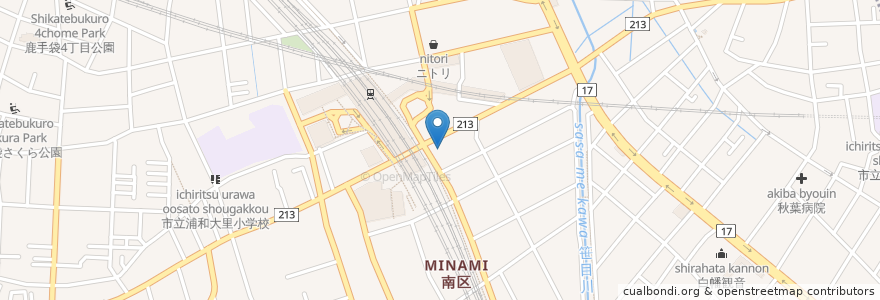 Mapa de ubicacion de 三井住友銀行武蔵浦和支店 en 日本, 埼玉県, さいたま市, 南区.