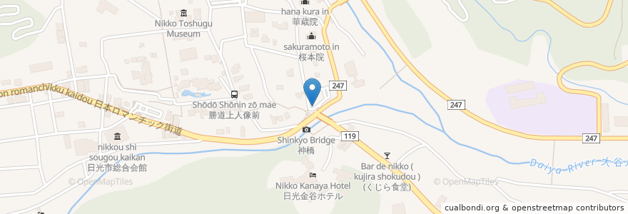 Mapa de ubicacion de Hongu café en Japan, Tochigi Prefecture, Nikko.
