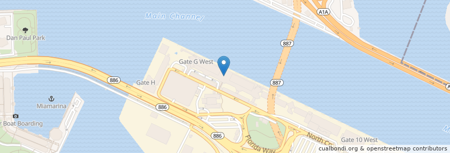 Mapa de ubicacion de Celebrity Cruise Terminal en الولايات المتّحدة الأمريكيّة, فلوريدا, مقاطعة ميامي داد, ميامي.