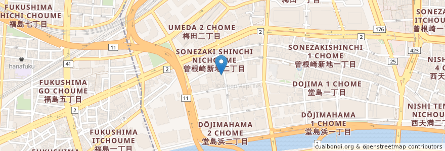 Mapa de ubicacion de くすの木 en 日本, 大阪府, 大阪市, 北区.