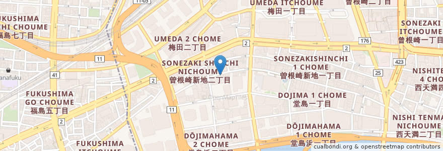 Mapa de ubicacion de Orobianco OSTERIA en Japon, Préfecture D'Osaka, 大阪市, 北区.