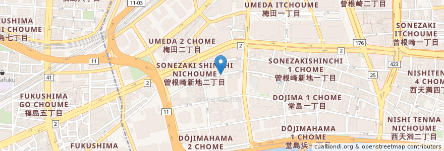 Mapa de ubicacion de T&C WineSalon en Japan, 大阪府, Osaka, 北区.