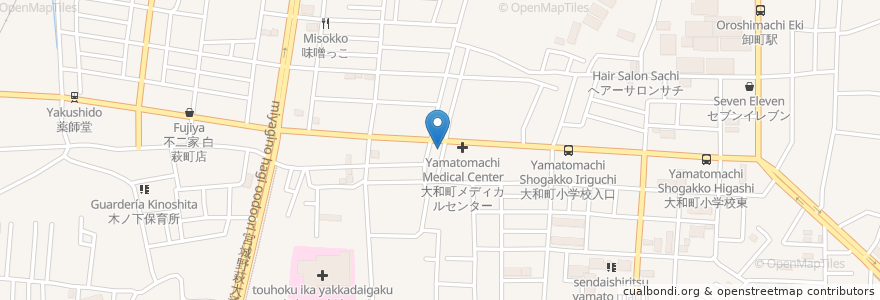 Mapa de ubicacion de めんや春風 en 日本, 宫城县, 仙台市, 若林区.