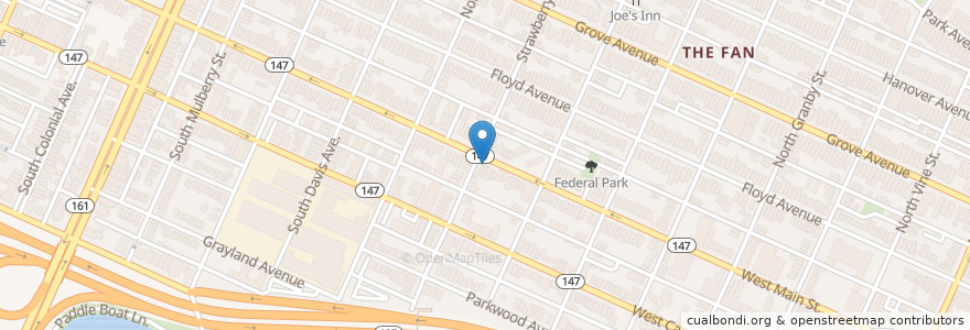 Mapa de ubicacion de Mean Bird en アメリカ合衆国, バージニア州, Richmond City.