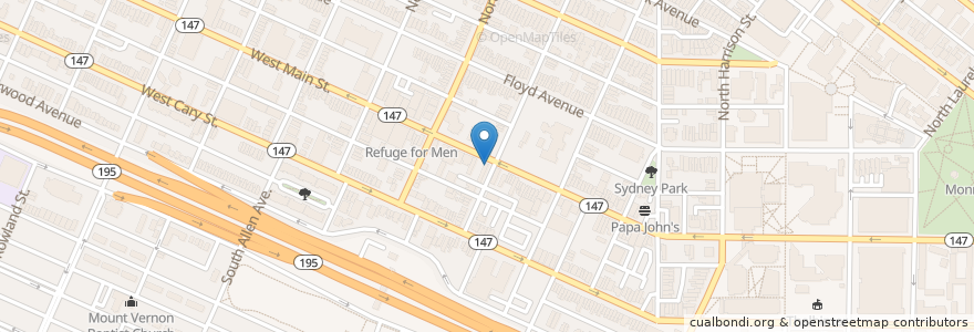 Mapa de ubicacion de Beauvine Burger Concept en 미국, 버지니아, Richmond City.