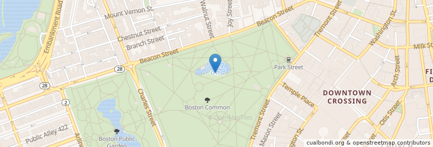 Mapa de ubicacion de Frog Pond Café en Amerika Birleşik Devletleri, Massachusetts, Suffolk County, Boston.