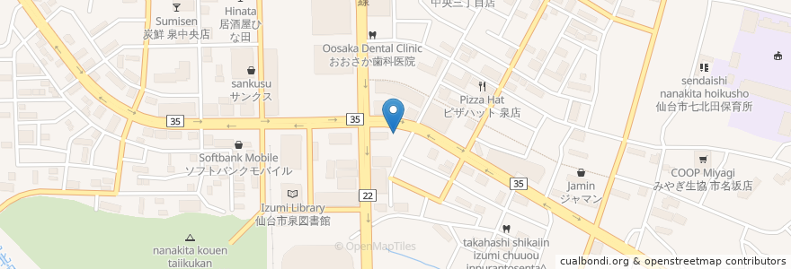 Mapa de ubicacion de ごちそう村 創夢里江 en Japan, Miyagi Prefecture, Sendai, Izumi Ward.