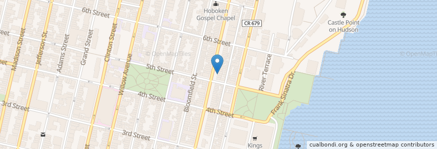 Mapa de ubicacion de Karma Kafe en 美利坚合众国/美利堅合眾國, 新泽西州 / 新澤西州 / 紐澤西州, Hudson County, Hoboken.