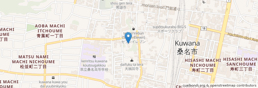 Mapa de ubicacion de 日蓮宗圓妙寺 en Japan, 三重県, 桑名市.