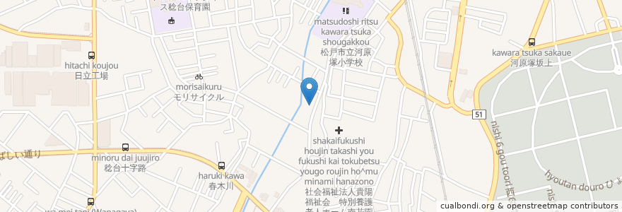 Mapa de ubicacion de かえりえ河原塚 en Japan, 千葉県, 松戸市.