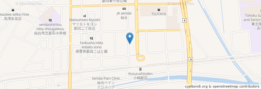 Mapa de ubicacion de トミザワ薬局 新田東店 en Japan, Präfektur Miyagi, 仙台市, 宮城野区.